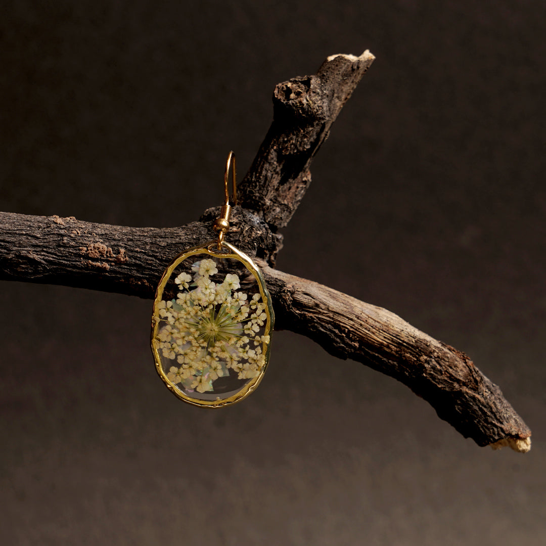 Abalone Shell & Queen Annes Lace Earrings