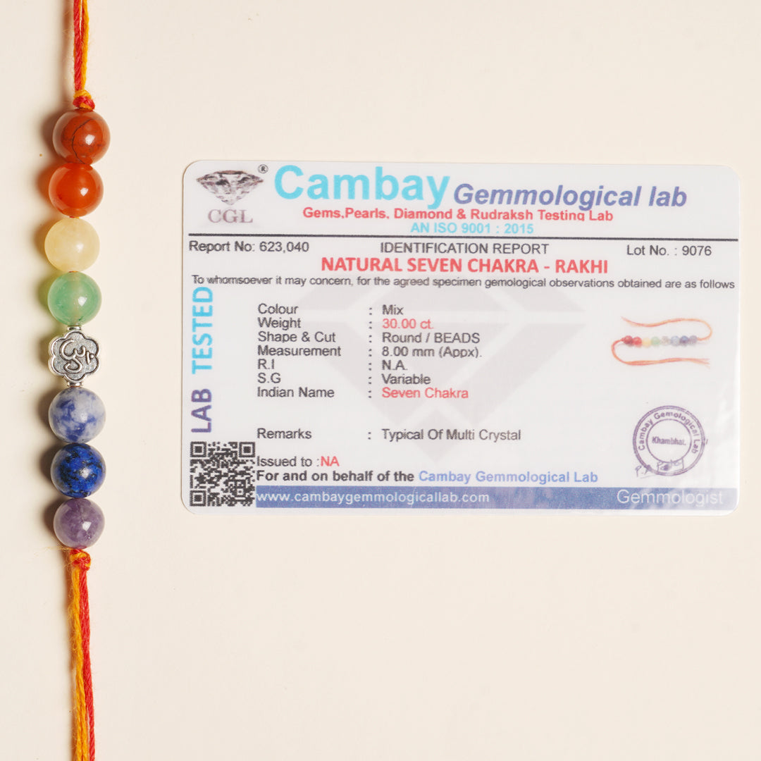 OM Blessed Seven Chakra Rakhi -
Certified • Natural • Energised Crystals 🔮