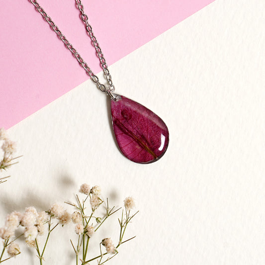 “Petals of Perseverance” – Pink Bougainvillea Resin Pendant