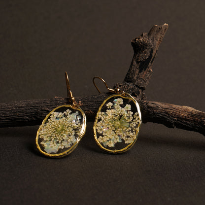 Abalone Shell & Queen Annes Lace  Earrings