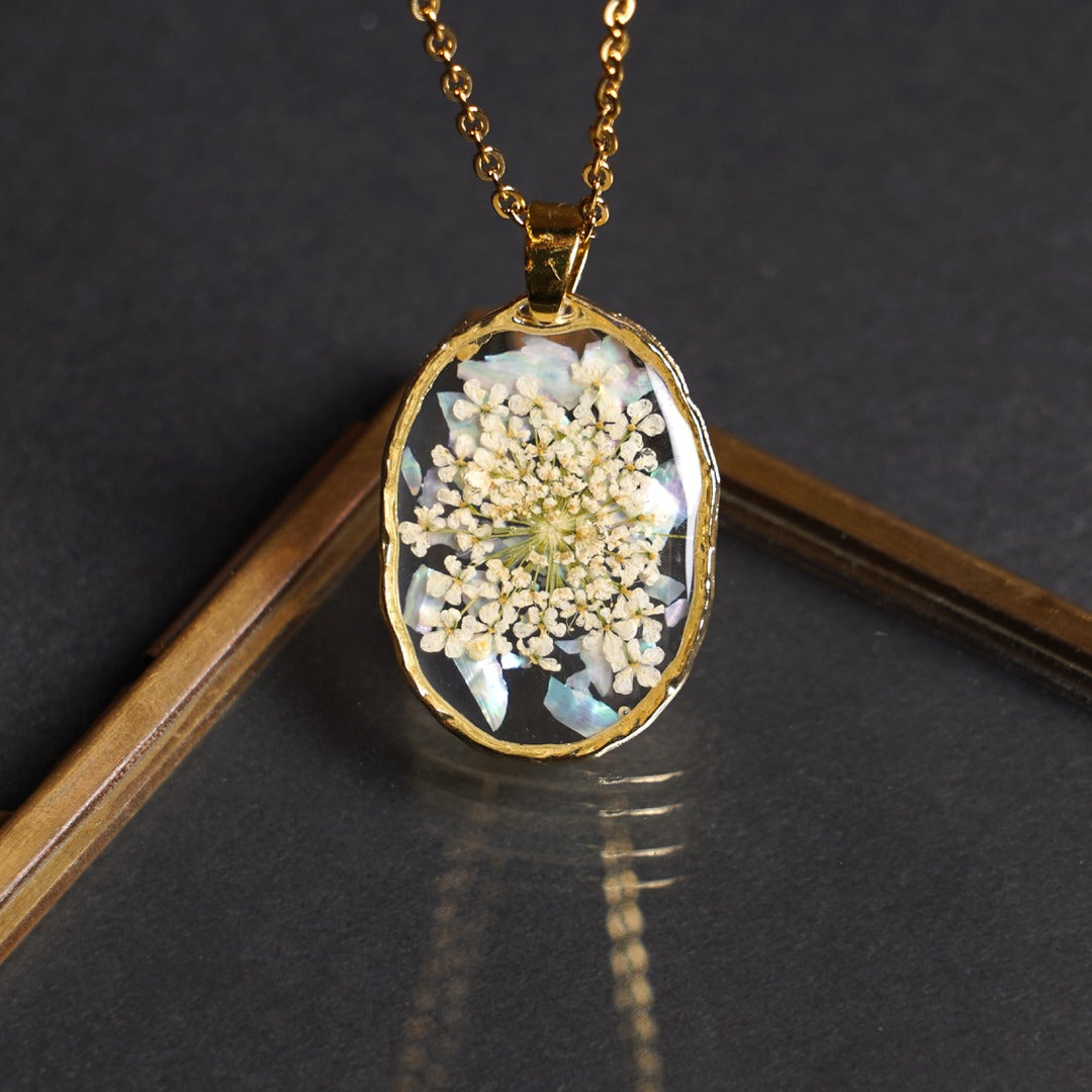 Abalone shell & Ivory annes lace pendant !