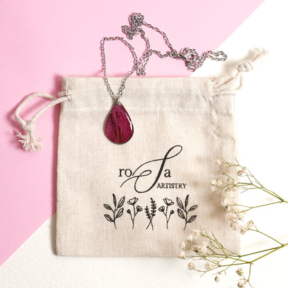 “Petals of Perseverance” – Pink Bougainvillea Resin Pendant