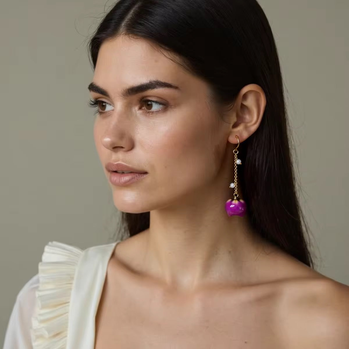 Written in Violet ; Purple Rose Earrings