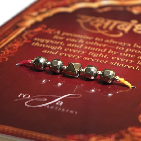 Suvarna Sankalp ✨ | The Natural Pyrite Pyramid Rakhi Hamper