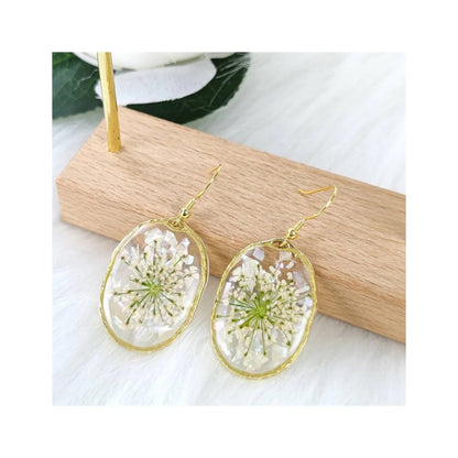 Abalone Shell & Queen Annes Lace  Earrings