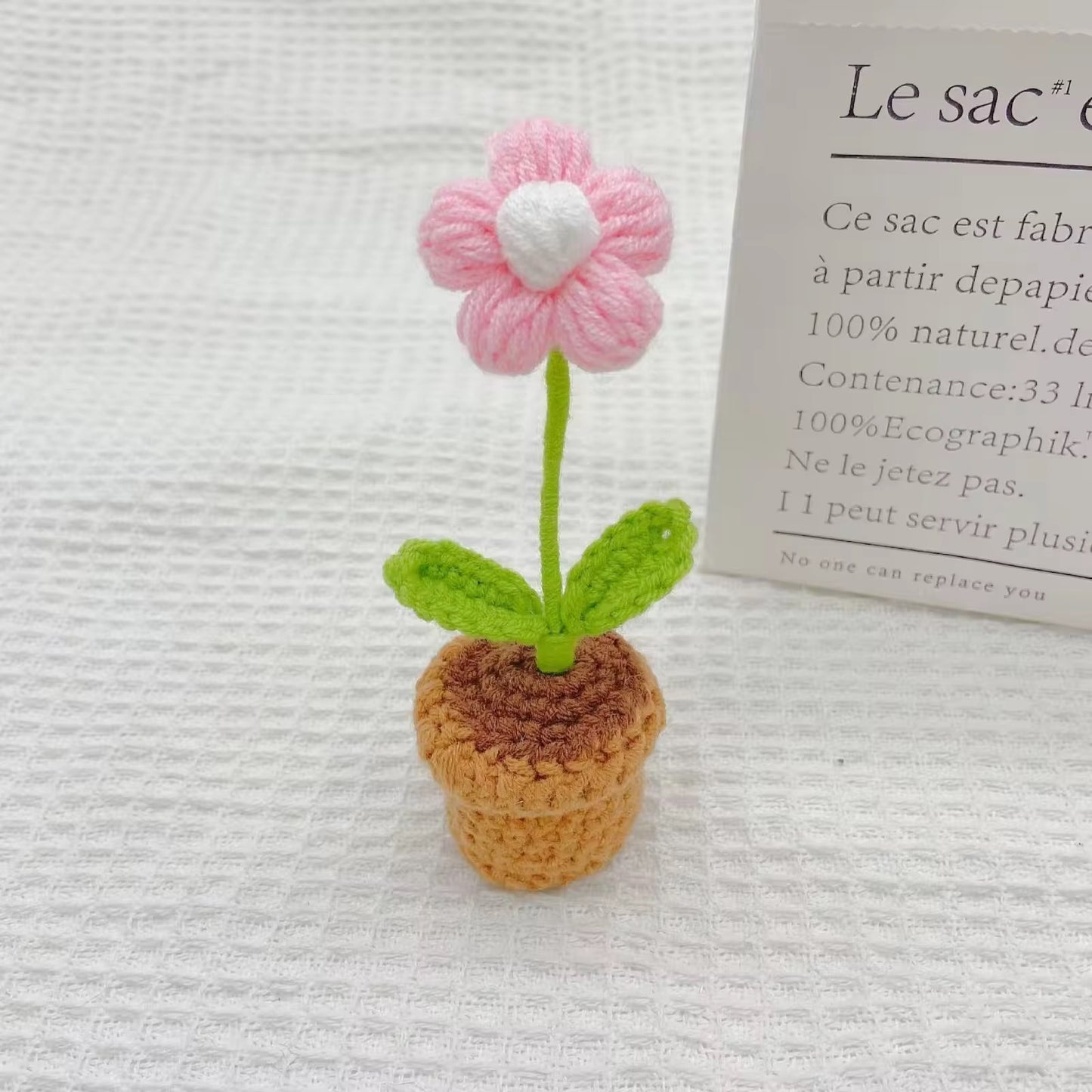 Blush Blossom Crochet Pot